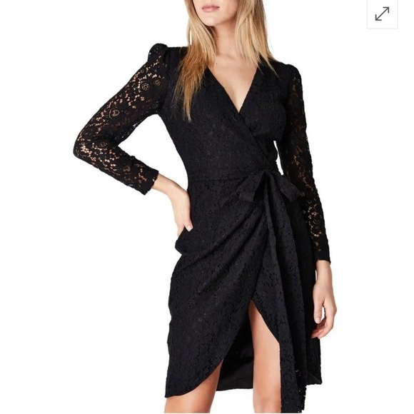 Bardot Dresses & Skirts - NWT Romee Bardot Lace Wrap Assymetrical Mini Dress size 6
